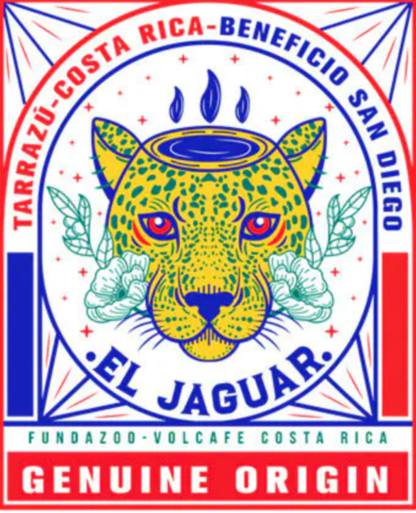 Costa Rica jaguar coffee label