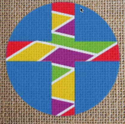 Colorful cross logo on fabric